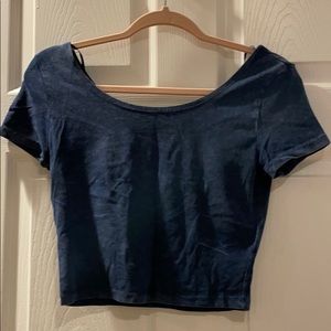 Blue HM scoop neck crop top